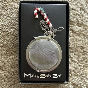 Vintage 1995 Amco Candy Cane Mulling Spice Ball Stainless Steel Tea Infuser New
